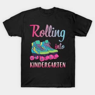 Rollerblading Students Rolling Into Kindergarten First Day Of School T-Shirt